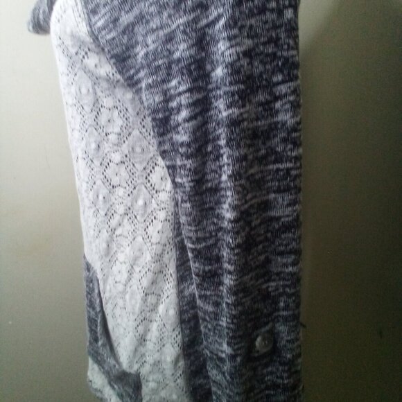 Miss Chievous Shirt Women S Long Sleeve Cowl Neck Lace Pocket Gray White - Picture 12 of 16